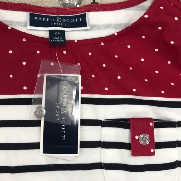 Karen Scott Sport Colorblocked Striped Top - Picture 6 of 7